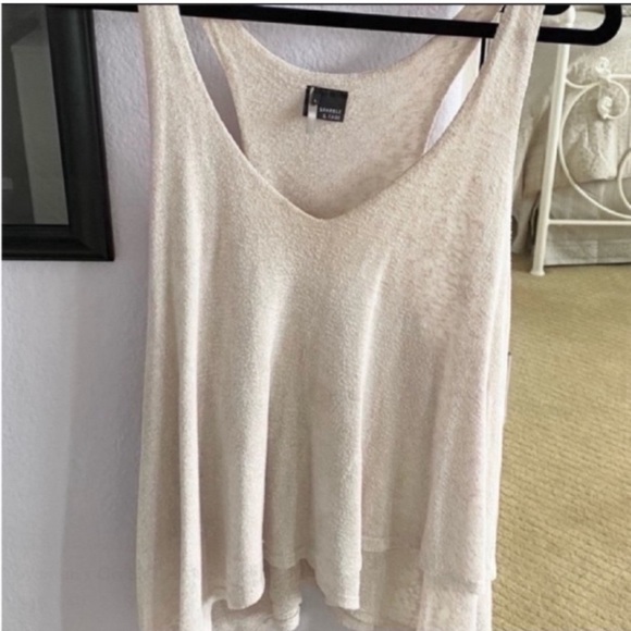 Women's Cream Sparkle & Fade Layered Tank Top Size Large - Picture 3 of 3